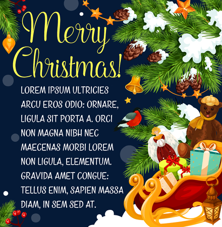 Merry Christmas greeting card for winter holiday celebrationのイラスト素材