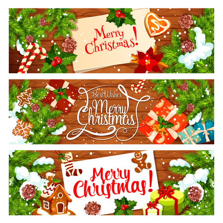Christmas card of New Year holiday gift, Xmas treeのイラスト素材