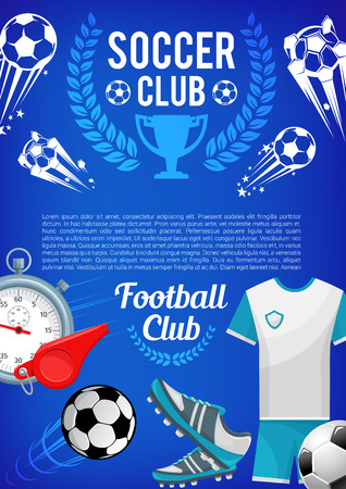 Football sport club banner with soccer ball, itemsのイラスト素材