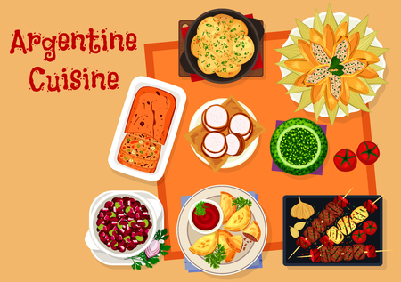 Argentine cuisine icon with traditional foodのイラスト素材