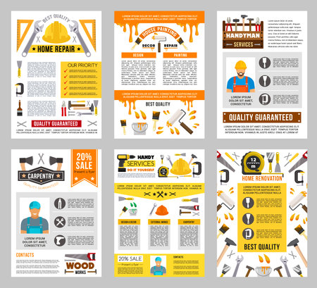 House Repair Tool Banner Set Construction Design Tasmeemme Com
