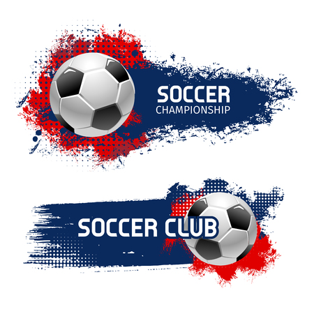 Soccer ball banner set, football sport game designのイラスト素材