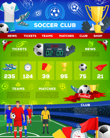Vector web site template for soccer team club.のイラスト素材