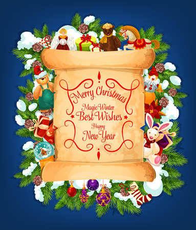 Merry Christmas .wishes paper scrollのイラスト素材