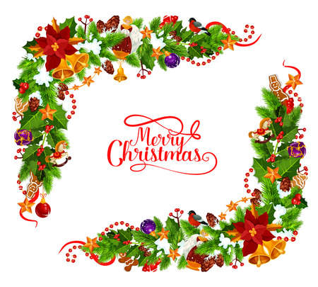 Merry Christmas vector frame decorationのイラスト素材