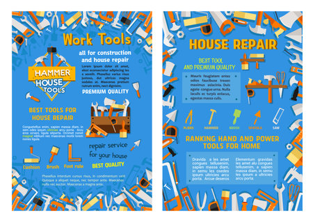 Vector work tools poster for house repairのイラスト素材