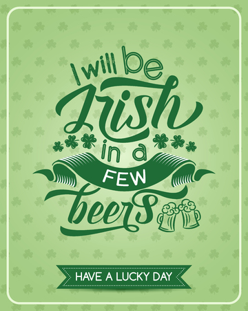 St Patrick Day green clover leaf greeting bannerのイラスト素材
