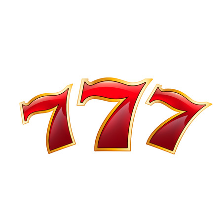 Casino poker jackpot lucky 7 seven numbers icon. Vector isolated symbol of luck numbers for casino online poker game, gambling slot machine or wheel of fortune internet gamble bet games designのイラスト素材