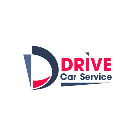 Blue and red colors logo for car service business. Abstract vector logo design for car repair or wash service. Creative sign drive concept. Emblem for auto agency brand. Garage and automobile concept.のイラスト素材