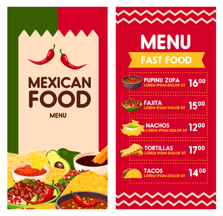 Cinco de Mayo Mexican food menu template for Mexico holiday celebration.のイラスト素材