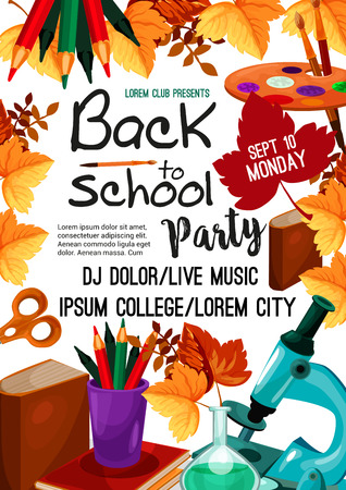 Back to School vector party invitation posterのイラスト素材