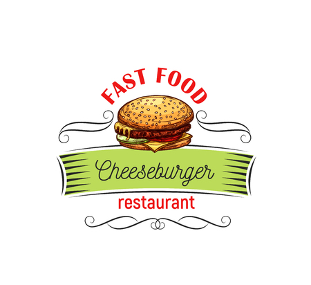 Appetizing cheeseburger for fast food design.のイラスト素材
