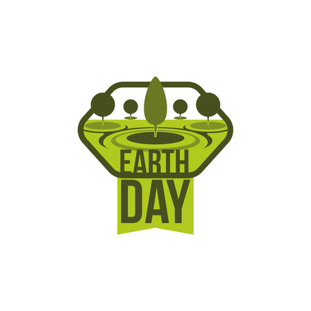 Earth Day green planet  tree nature iconのイラスト素材