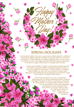 Mother's Day greeting banner with pink spring flowerのイラスト素材