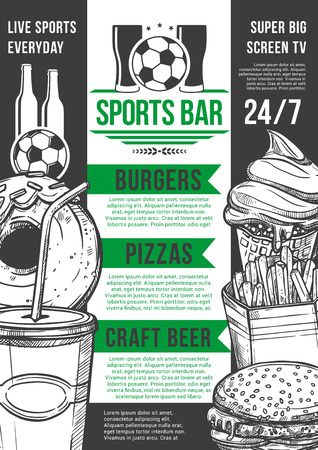 Vector soccer sport bar football beer pub menu illustration.のイラスト素材