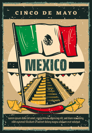 Mexican holiday Cinco de Mayo vector sketch poster illustration.のイラスト素材