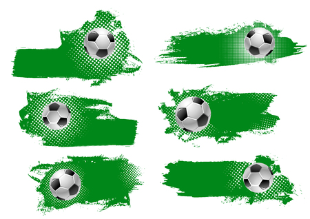 Vector soccer or football ball green backdrops illustration.のイラスト素材