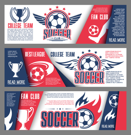 Vector soccer or football college team banners illustration.のイラスト素材