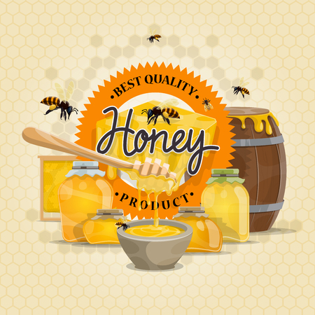 Honey product vector bees designのイラスト素材