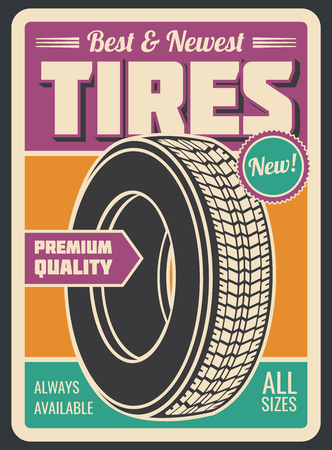 Tires car service retro styleのイラスト素材