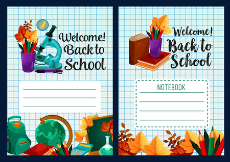 Back to School vector notebook cover designのイラスト素材