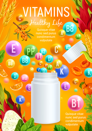 Vitamin and mineral for healthy life banner designのイラスト素材
