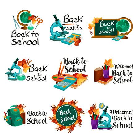 Back to School vector lesson stationery iconsのイラスト素材