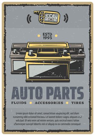 Car auto parts vector retro posterのイラスト素材