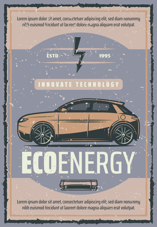 Car Battery Charge Innovation Technology Vintage Poster Of