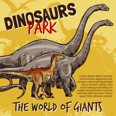 Vector sketch of dinosaurs park posterのイラスト素材