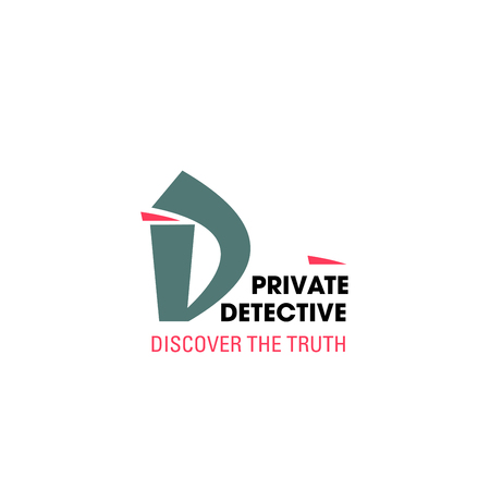 Letter D icon for detective agency or police investigation and private investigator service. Vector secret symbol of letter D for spy agent company or criminal files inspector departmentのイラスト素材