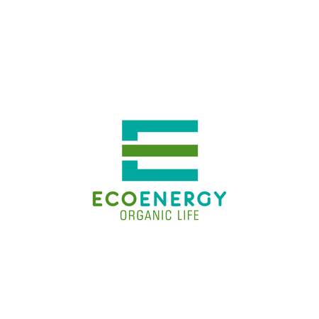 Eco energy organic life vector icon isolated on a white background. Concept of renewable energy, solar energy or windmills. Badge for bio technology project or companyのイラスト素材