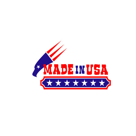 Made in USA icon of America flag, stars and eagle for premium quality product. Vector American quality production symbol of for best quality label or product tag designのイラスト素材