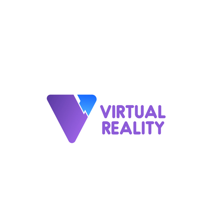 Virtual reality vector sign isolated on white background. Abstract badge for virtual reality game club, concept of modern device. Creative design, concept of modern entertainment and cyberspaceのイラスト素材