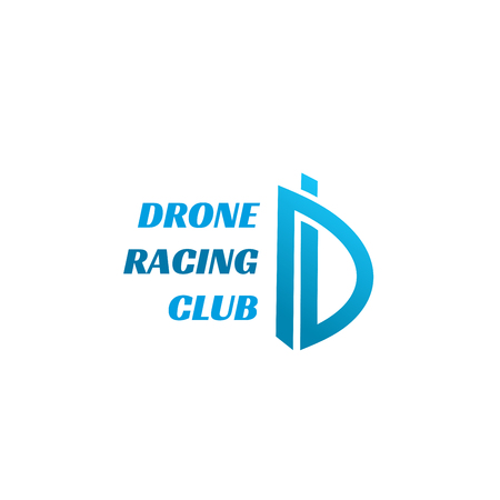 Letter D icon for drone, car or carting racing club or sport cars team badge. Vector race track route symbol of letter D for entertainment games and car or bike training extreme adventure clubのイラスト素材