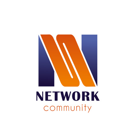 Network community N letter icon for digital company or marketing research and analysis. Vector isolated letter N for software computer technology or multimedia and media marketのイラスト素材