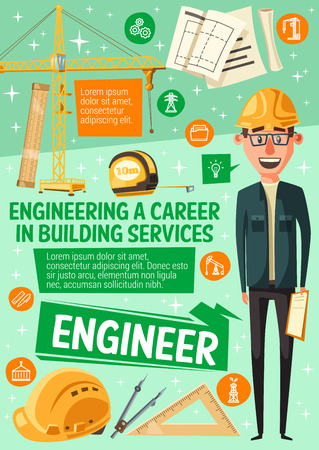 Construction engineer profession, house building and engineering career.のイラスト素材