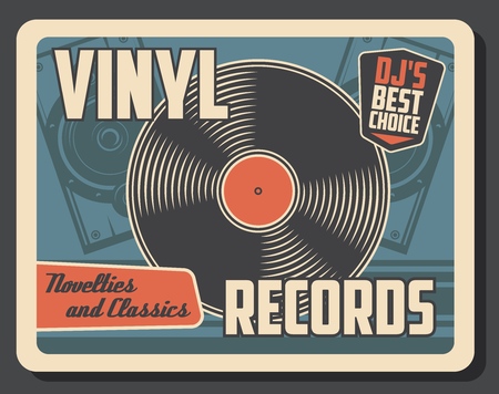 Vinyl record disk vintage poster.のイラスト素材