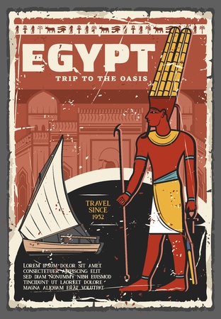 Egypt travel and tourist tours on Nile vintage poster.のイラスト素材