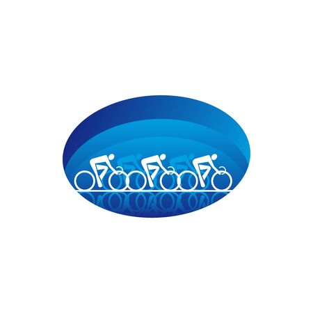 Sportsman on mountain bike isolated icon. Vector cyclist on bicycle, extreme sport racingのイラスト素材