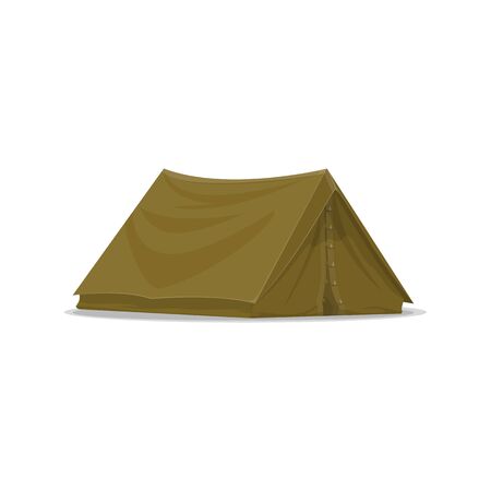 Camping tent vector isolated icon. Hunting adventure and outdoor hiking tourist tent equipmentのイラスト素材