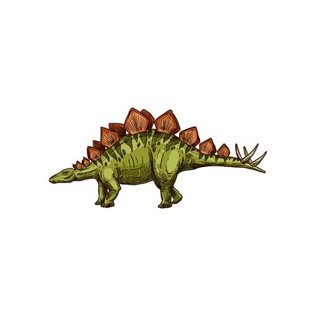 Stegosaurus isolated cartoon triceraptor graze. Vector kentrosaurus prehistoric predator animalのイラスト素材