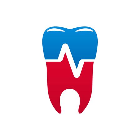 Dentistry medicine icon, dental clinic and tooth health design. Teeth and implant, protected by shield with cross, heartbeat line and shining star isolated symbol. Health care vector designのイラスト素材