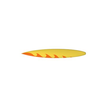 Gun board isolated icon with fire flames. Vector surfboard to ride on big wavesのイラスト素材