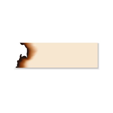 Burnt scorched piece of paper. Vector parchment sheet with dirty edges left by fire or flameのイラスト素材