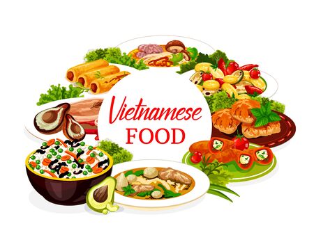 Vietnamese food dishes vector icon.のイラスト素材