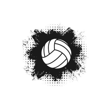 Ball symbol of volleyball sport game isolated logo. Vector sport match tournament monochrome ballのイラスト素材