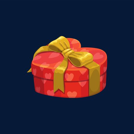 Heart shaped gift box isolated 3D present. Vector package, present on Valentines dayのイラスト素材
