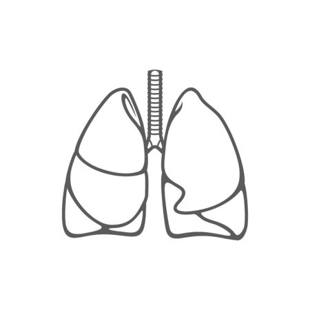 Lungs and trachea, respiratory system isolated monochrome icon. Vector internal organ of breatheのイラスト素材