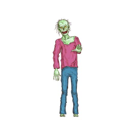 Zombie man with scary face isolated fantasy character.のイラスト素材